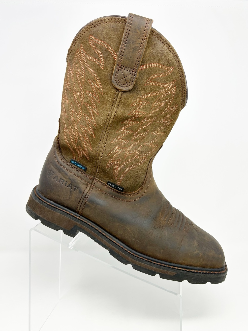 Ariat Groundbreaker H2O Men's Work Boots Brown Waterproof Steel Toe Size 8.5 EE